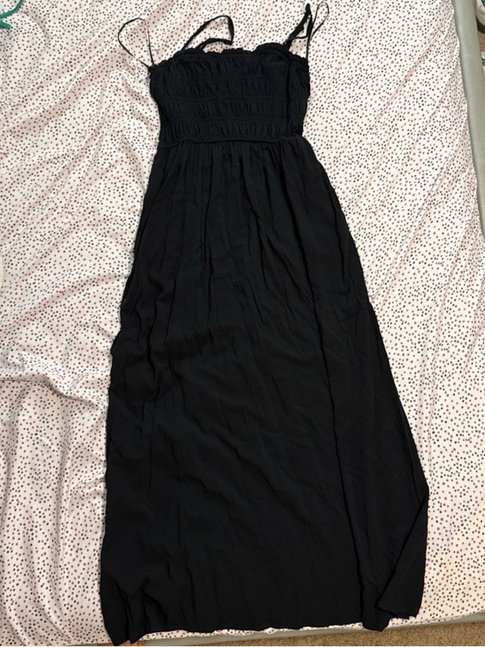 Old Navy Black Smocked Maxi Dress with Spaghetti Straps